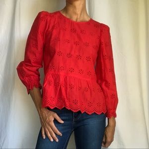 Madewell Eyelet Keyhole Peplum top- like new - XS